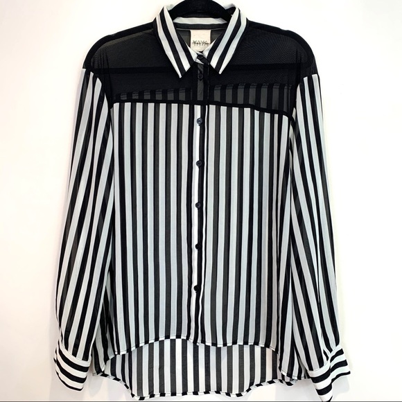 Urban Outfitters Black and White Stripe Blouse - Picture 1 of 4
